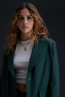 Vestes & Surchemises*Gertrude Blazer Droit Coupe Droite Camelia Dark Green