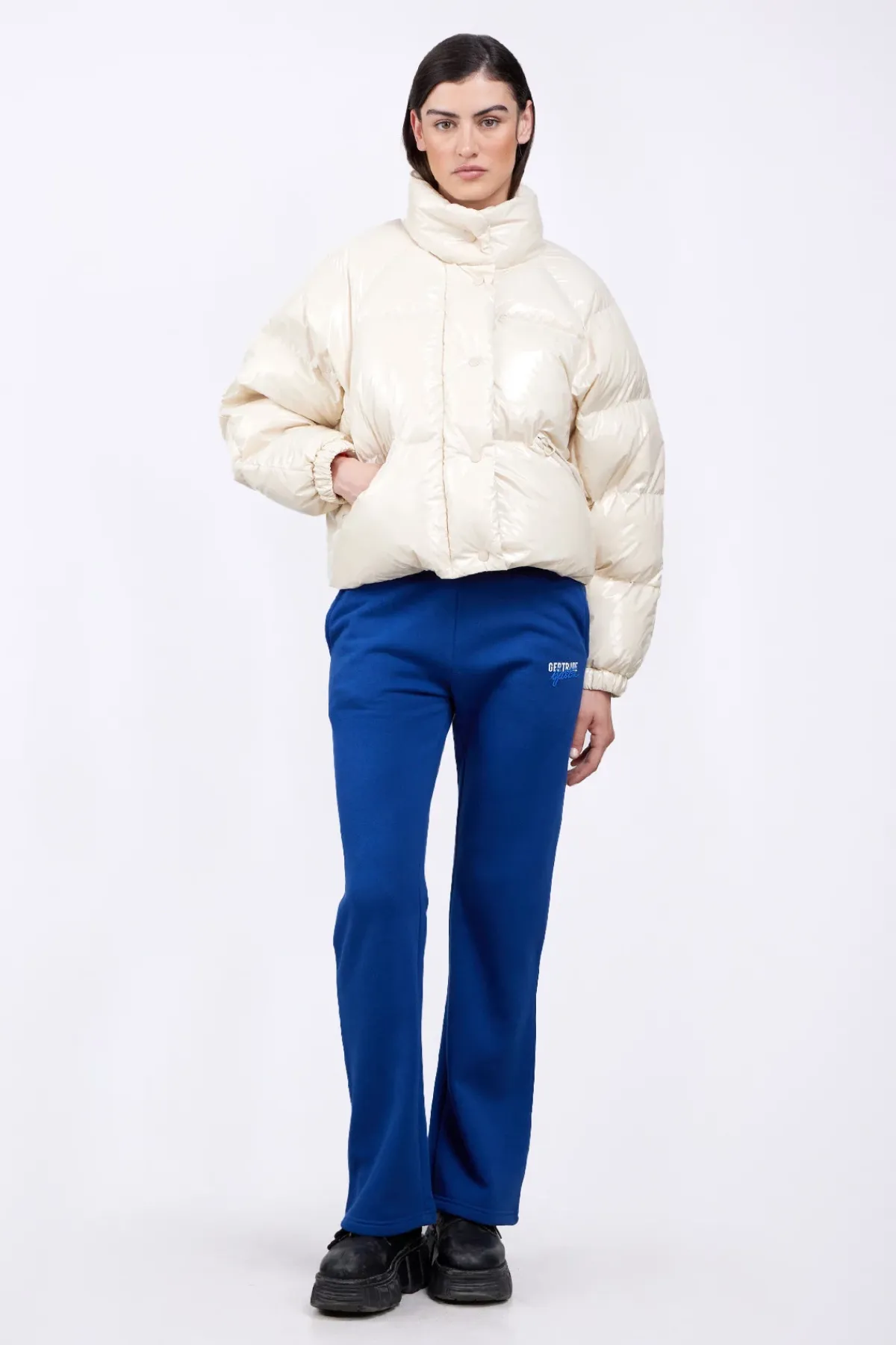 Doudounes Courtes*Gertrude Doudoune Bouffante En Nylon Brillant Emmanuelle Bright Ecru