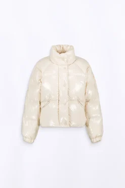 Doudounes Courtes*Gertrude Doudoune Bouffante En Nylon Brillant Emmanuelle Bright Ecru