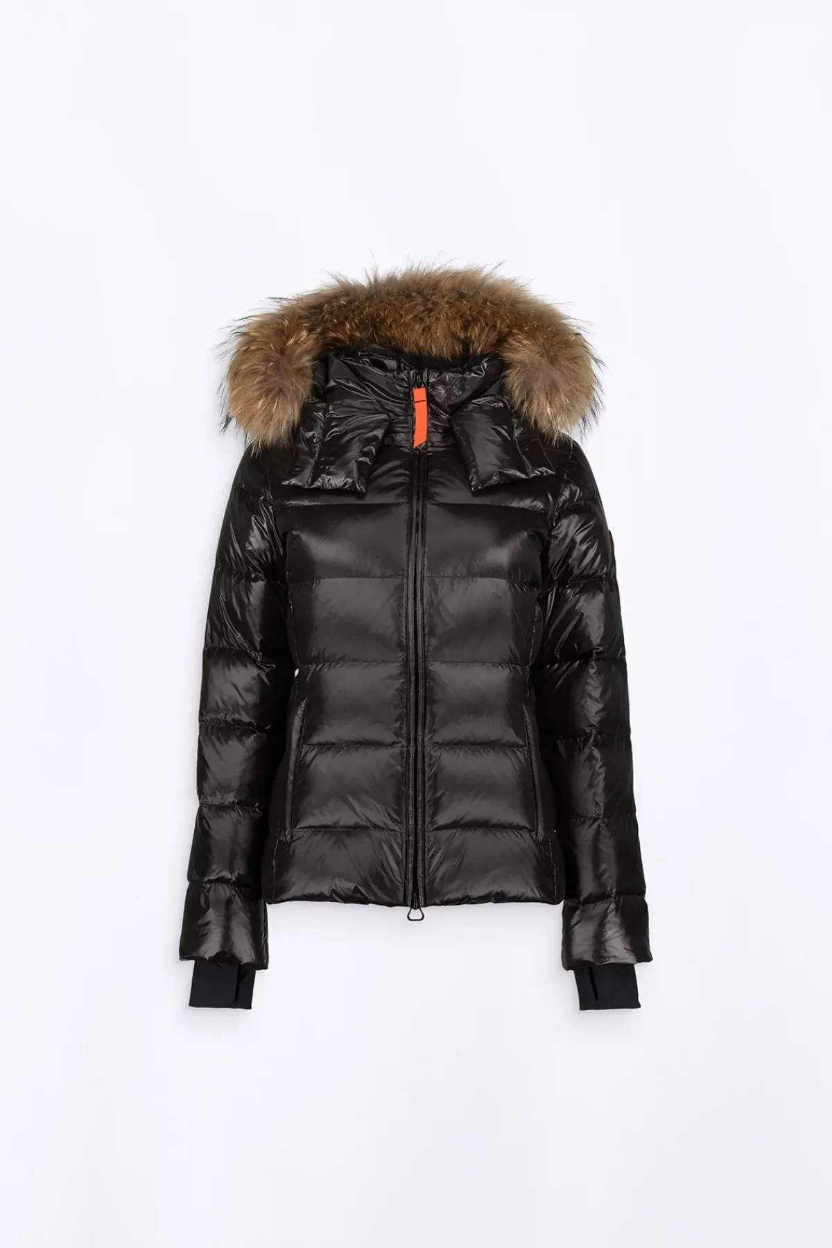 Doudounes Courtes*Gertrude Doudoune Cintree Avec Capuche En Fourrure Olga Black Shiny