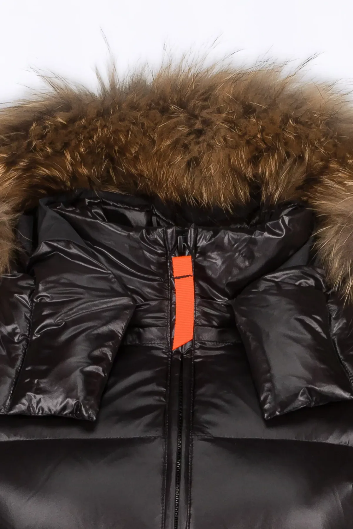 Doudounes Courtes*Gertrude Doudoune Cintree Avec Capuche En Fourrure Olga Black Shiny