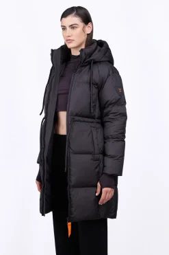 Doudounes Longues*Gertrude Doudoune Mi-Longue Droite Resserable A La Taille Tamara Black