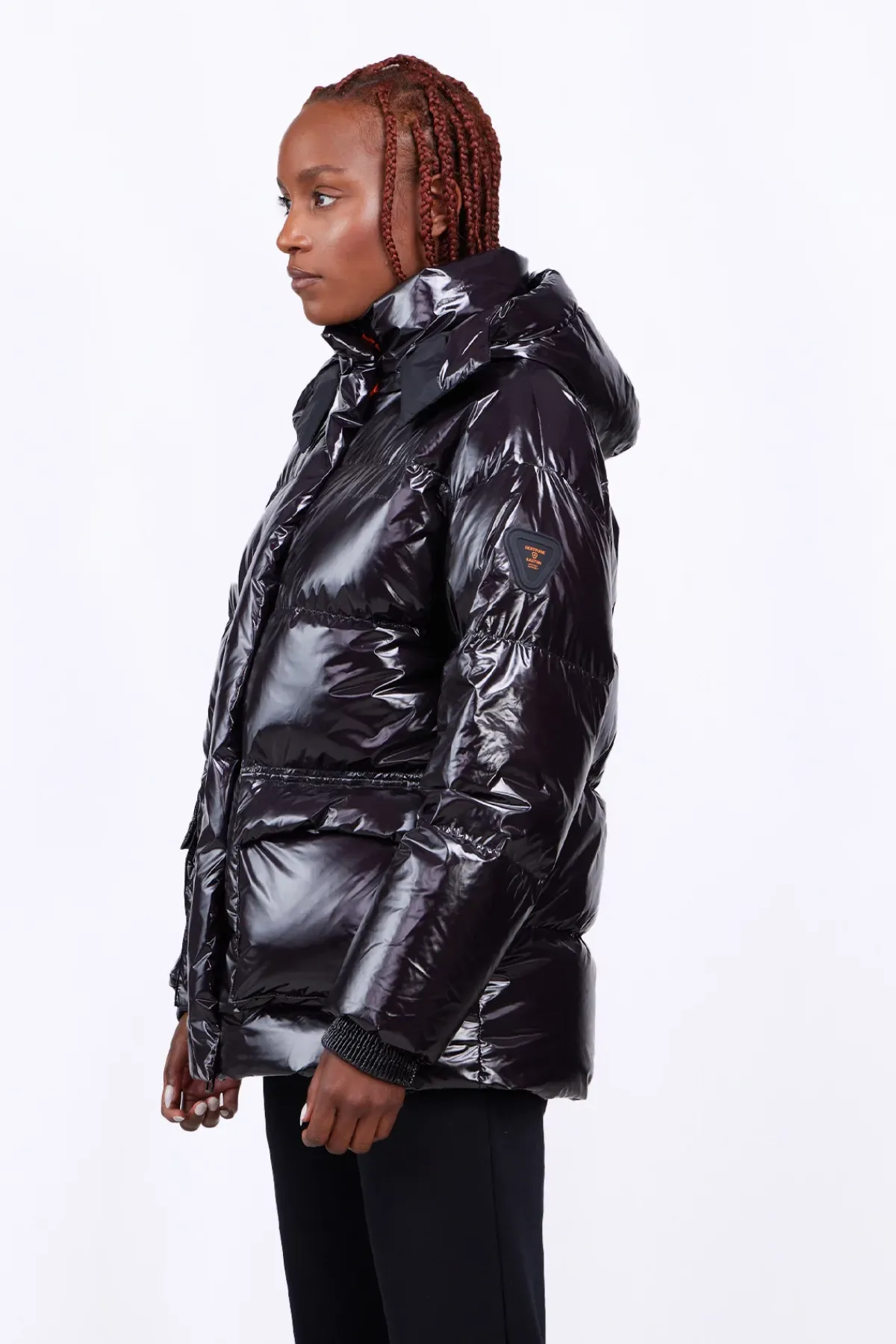 Doudounes Longues*Gertrude Doudoune Oversize Ceinturable En Nylon Brillant Manie Bright Black