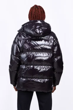 Doudounes Longues*Gertrude Doudoune Oversize Ceinturable En Nylon Brillant Manie Bright Black