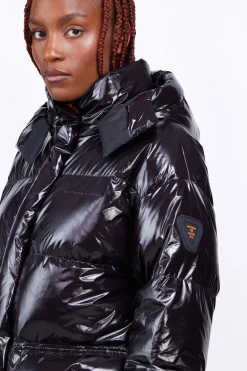 Doudounes Longues*Gertrude Doudoune Oversize Ceinturable En Nylon Brillant Manie Bright Black