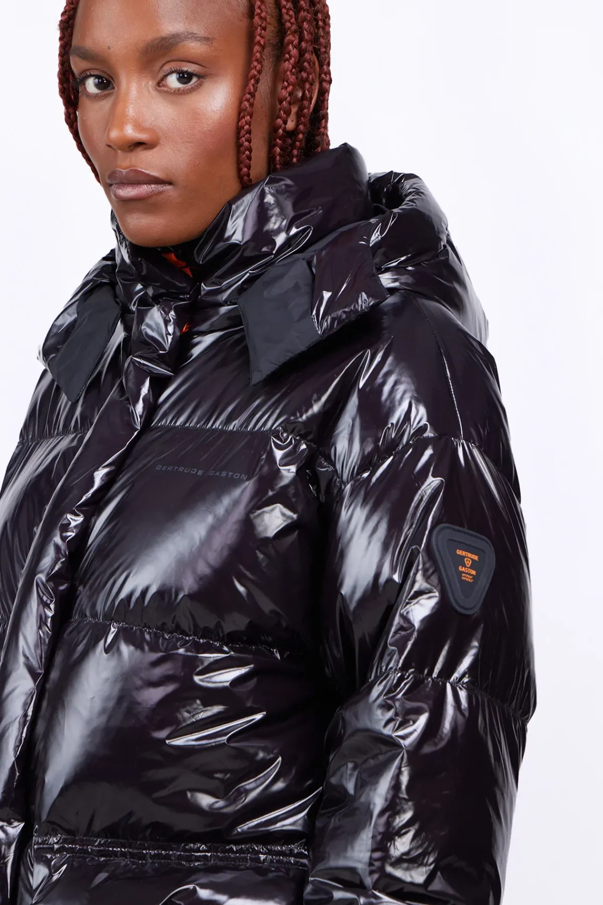 Doudounes Longues*Gertrude Doudoune Oversize Ceinturable En Nylon Brillant Manie Bright Black