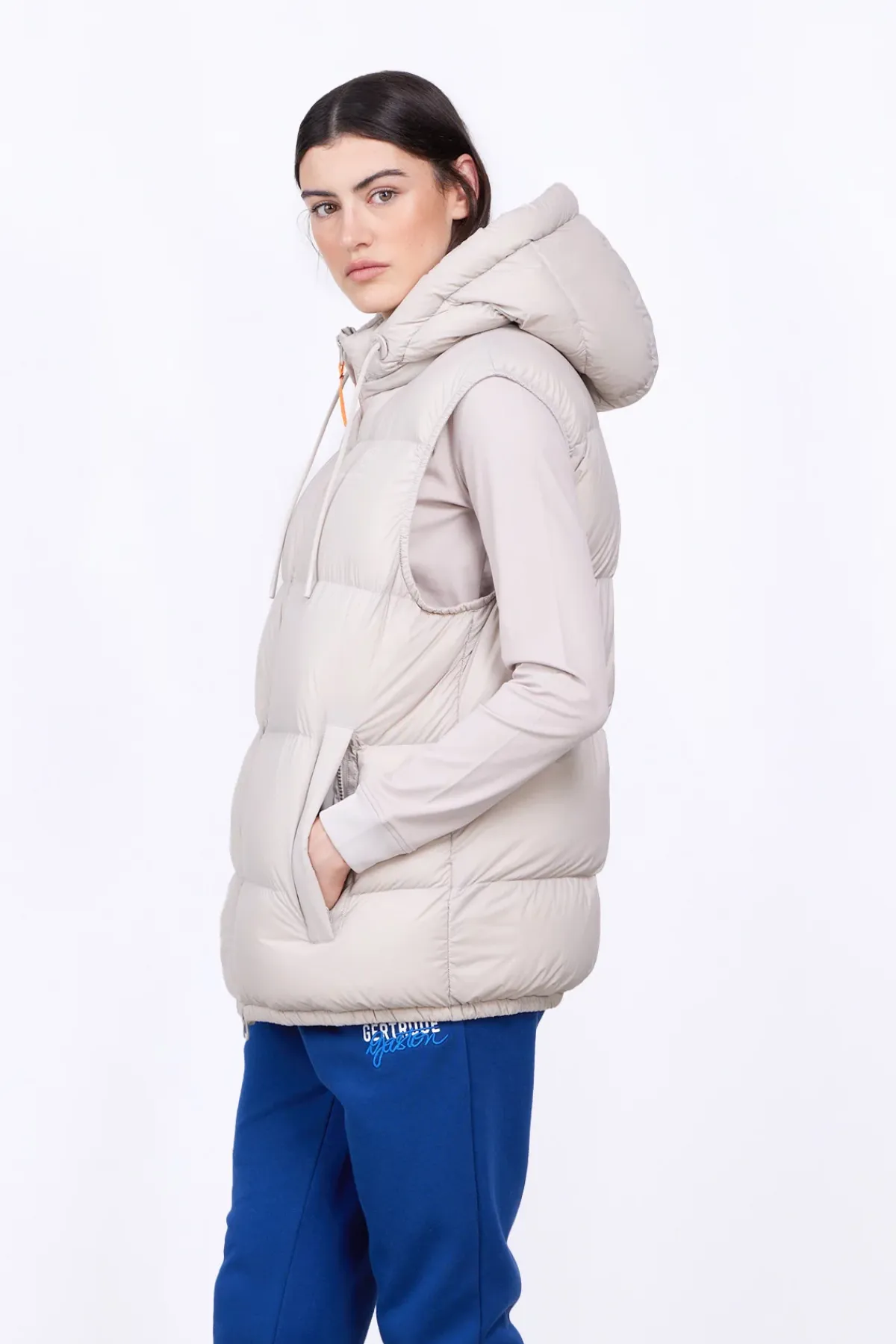 Doudounes Courtes*Gertrude Doudoune Sans Manche En Nylon Cesar Mat Ciment
