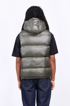 Doudounes Courtes*Gertrude Doudoune Sans Manches En Nylon Brillant Cesar Kaki