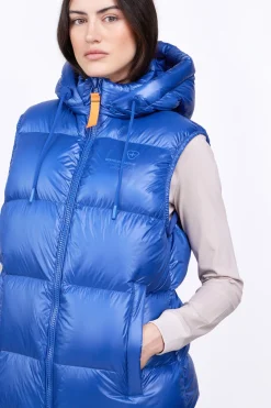 Doudounes Courtes*Gertrude Doudoune Sans Manches En Nylon Brillant Cesar Worker Blue