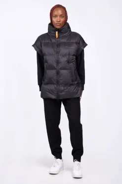 Doudounes Longues*Gertrude Doudoune Sans Manches Oversize En Nylon Ripstop Gaia Black