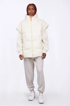 Doudounes Longues*Gertrude Doudoune Sans Manches Oversize En Nylon Ripstop Gaia Ecru