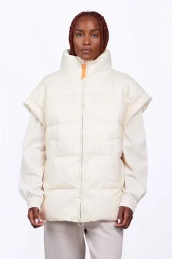 Doudounes Longues*Gertrude Doudoune Sans Manches Oversize En Nylon Ripstop Gaia Ecru