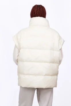 Doudounes Longues*Gertrude Doudoune Sans Manches Oversize En Nylon Ripstop Gaia Ecru