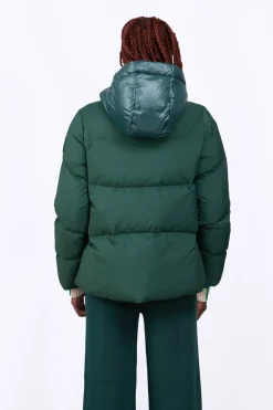 Doudounes Courtes*Gertrude Doudoune Texturee Coupe Trapeze Leslie Dark Green