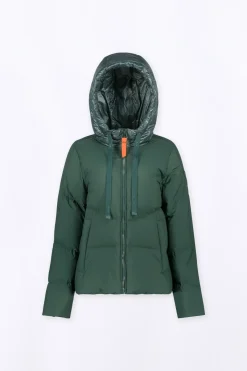 Doudounes Courtes*Gertrude Doudoune Texturee Coupe Trapeze Leslie Dark Green