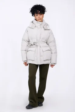 Doudounes Longues*Gertrude Doudoune Unisexe En Nylon Ripstop Epais Manie Wide Ciment