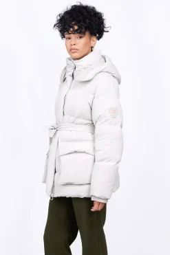 Doudounes Longues*Gertrude Doudoune Unisexe En Nylon Ripstop Epais Manie Wide Ciment