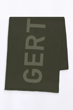 Echarpes & Gants*Gertrude Echarpe Unisexe En Maille Jacquard Bicolore Mathilde Kaki