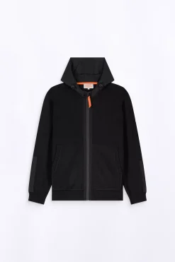 Gilets*Gertrude Gilet Bi-Matiere A Capuche Ken Black