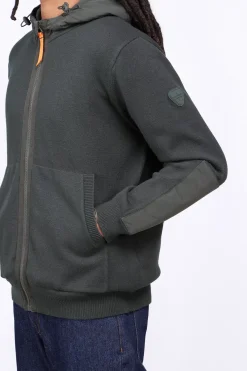 Gilets*Gertrude Gilet Bi-Matiere A Capuche Ken Kaki