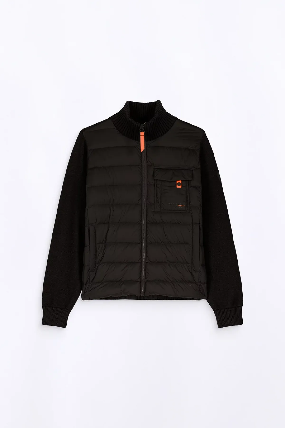 Gilets*Gertrude Gilet Bi-Matiere Col Cheminee Laurenzo Black