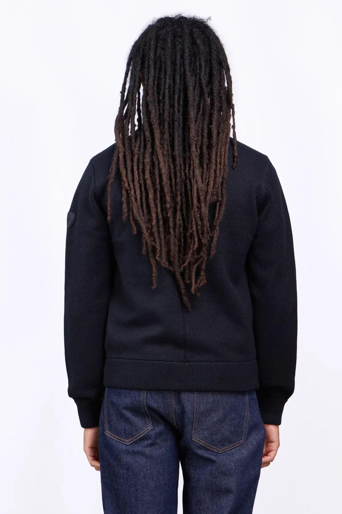 Gilets*Gertrude Gilet Bi-Matiere Col Cheminee Laurenzo Black
