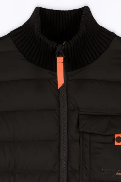 Gilets*Gertrude Gilet Bi-Matiere Col Cheminee Laurenzo Black