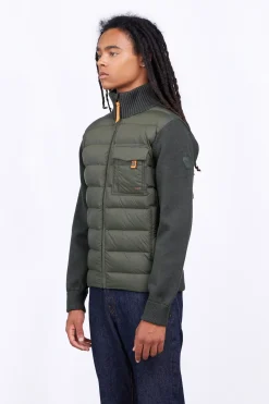 Gilets*Gertrude Gilet Bi-Matiere Col Cheminee Laurenzo Kaki