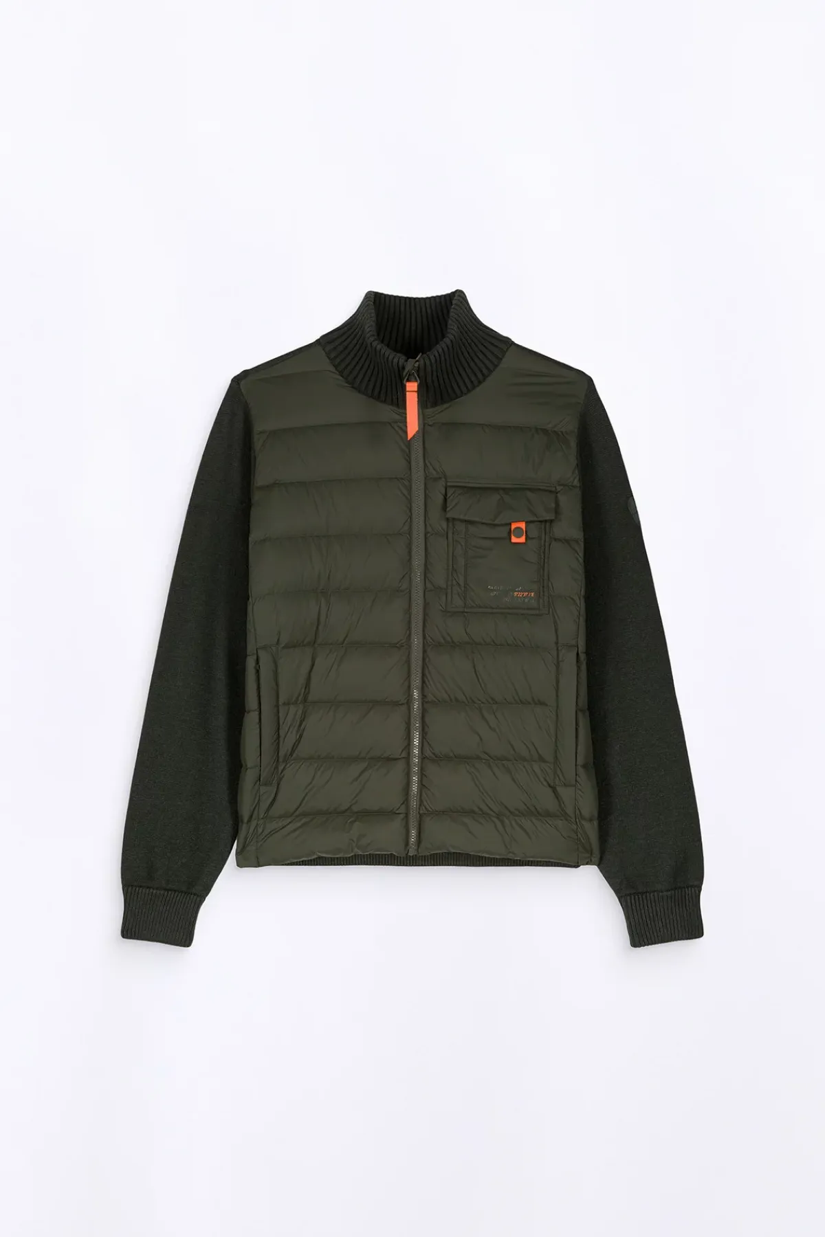 Gilets*Gertrude Gilet Bi-Matiere Col Cheminee Laurenzo Kaki