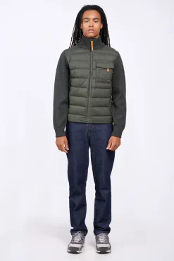Gilets*Gertrude Gilet Bi-Matiere Col Cheminee Laurenzo Kaki