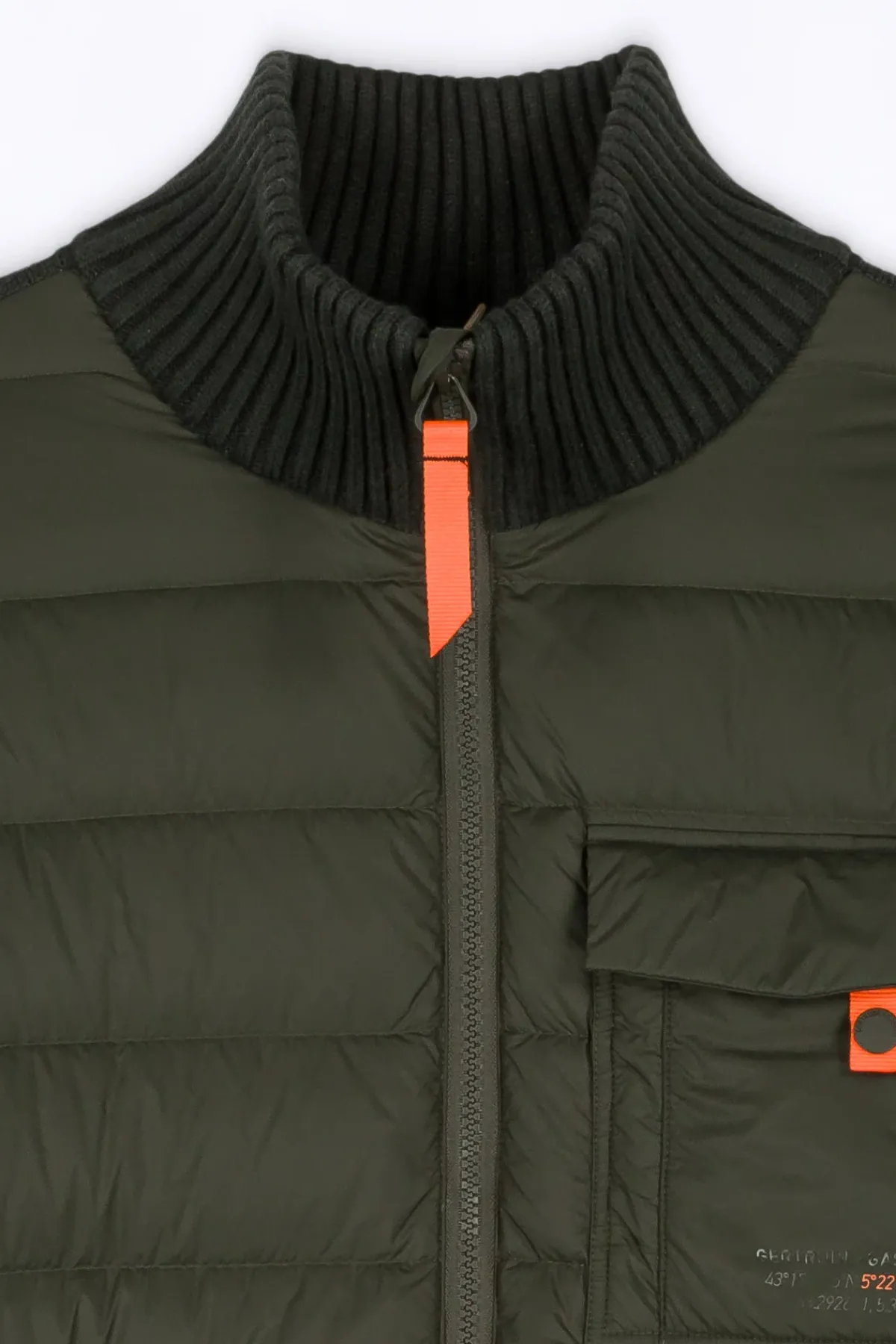 Gilets*Gertrude Gilet Bi-Matiere Col Cheminee Laurenzo Kaki
