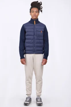 Gilets*Gertrude Gilet Bi-Matiere Col Cheminee Laurenzo Night