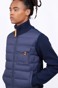 Gilets*Gertrude Gilet Bi-Matiere Col Cheminee Laurenzo Night