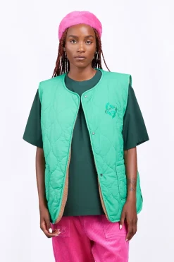 Vestes & Surchemises*Gertrude Gilet Sans Manches Reversible Desiree Absinthe