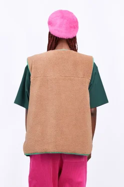 Vestes & Surchemises*Gertrude Gilet Sans Manches Reversible Desiree Absinthe
