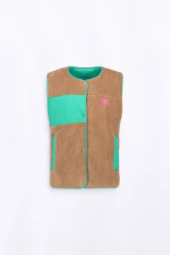 Vestes & Surchemises*Gertrude Gilet Sans Manches Reversible Desiree Absinthe