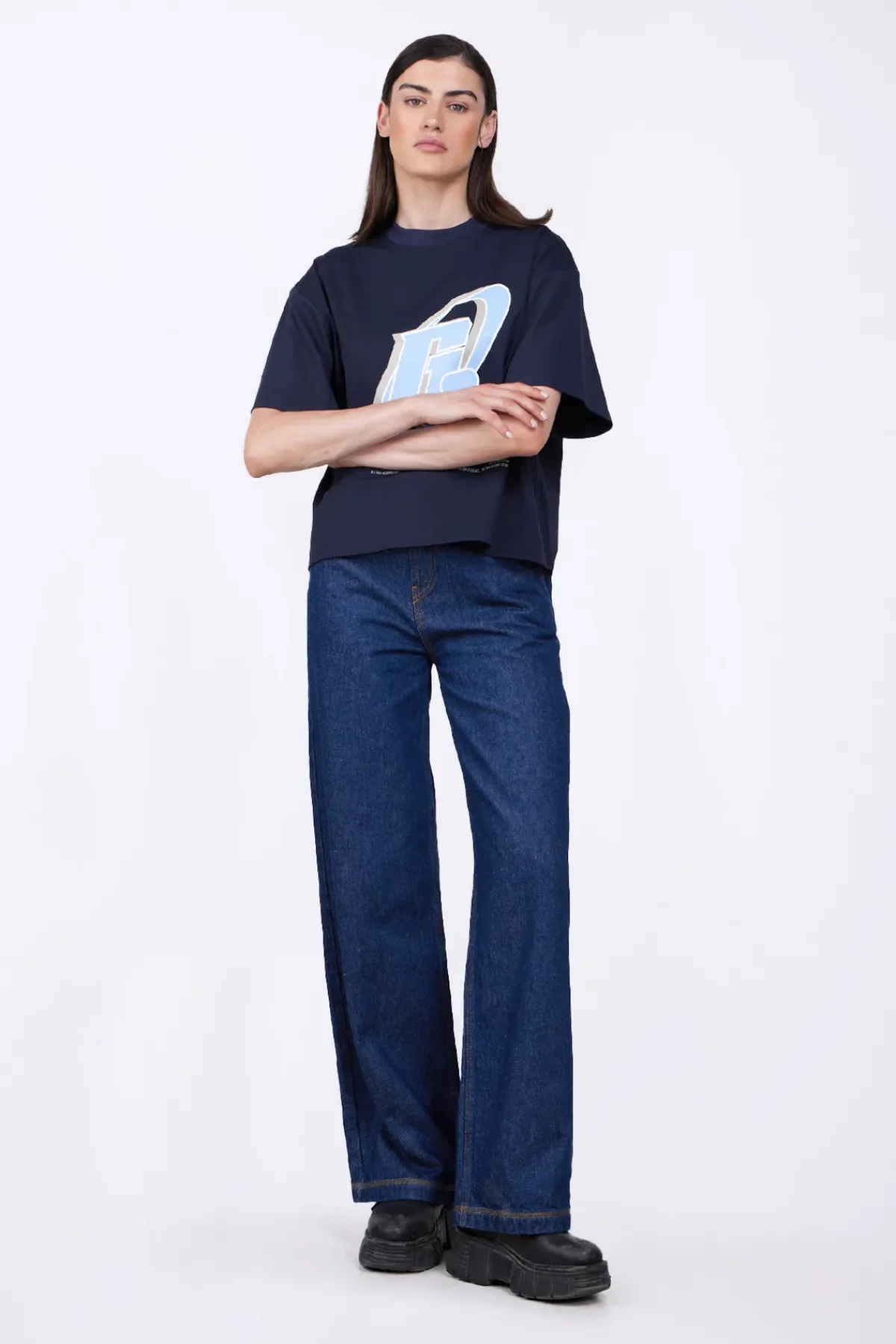 Pantalons*Gertrude Jeans Fare Taille Haute Double Delavage Vivienne Brut