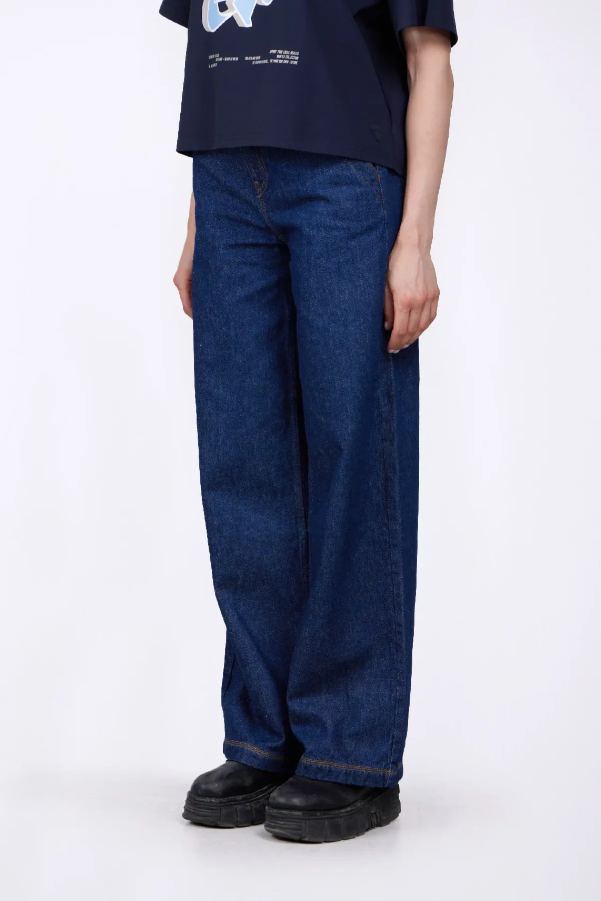 Pantalons*Gertrude Jeans Fare Taille Haute Double Delavage Vivienne Brut