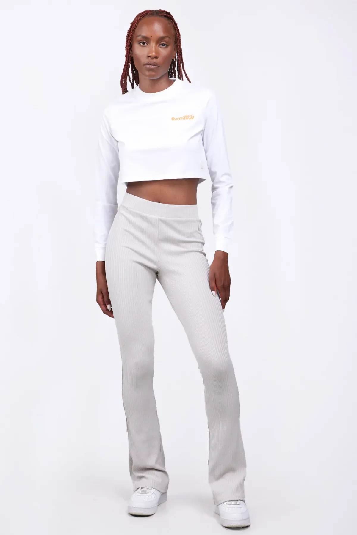 Pantalons*Gertrude Pantalon Ajuste Coupe Flare Minerva Ciment