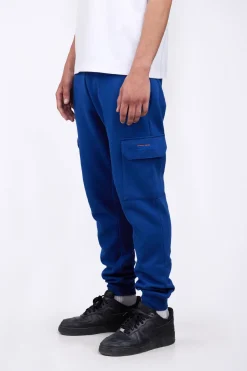 Pantalons*Gertrude Pantalon De Jogging Homme Poches Cargo Mario Worker Blue