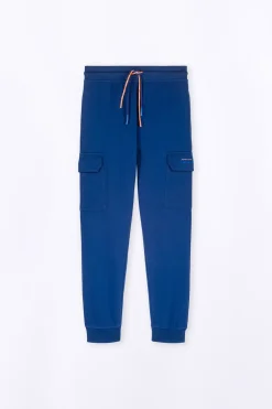 Pantalons*Gertrude Pantalon De Jogging Homme Poches Cargo Mario Worker Blue