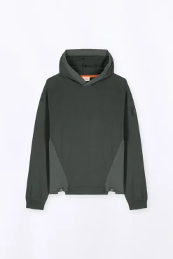 Pulls & Polos*Gertrude Pull A Capuche Bi-Matiere Nylon-Maille Yohan Kaki