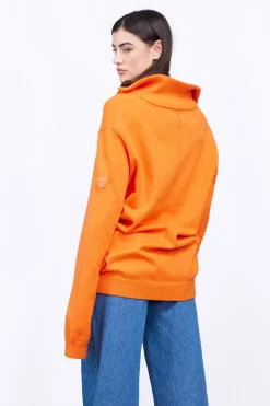 Pulls & Cardigans*Gertrude Pull Col Montant Zippe Lewis Orange