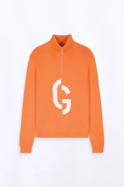 Pulls & Cardigans*Gertrude Pull Col Montant Zippe Lewis Orange