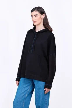 Pulls & Cardigans*Gertrude Pull En Maille A Capuche Bi-Matiere Antonia Black
