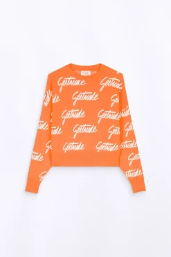 Pulls & Cardigans*Gertrude Pull En Maille Avec Motif Calligraphie Amalia Orange