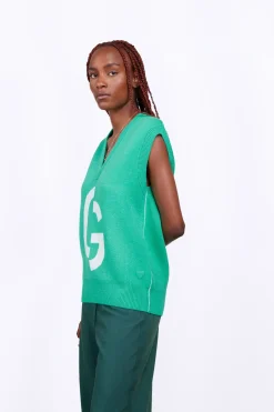 Pulls & Cardigans*Gertrude Pull En Maille Col V Sans Manches Alba Absinthe