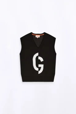 Pulls & Cardigans*Gertrude Pull En Maille Col V Sans Manches Alba Black