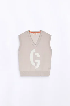 Pulls & Cardigans*Gertrude Pull En Maille Col V Sans Manches Alba Ciment