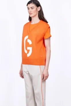 Pulls & Cardigans*Gertrude Pull En Maille Col V Sans Manches Alba Orange